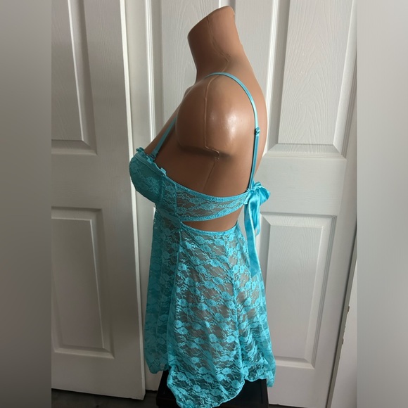 Native Intimates Aqua Blue Lace Bralette Negligee Size Medium M - Picture 2 of 6